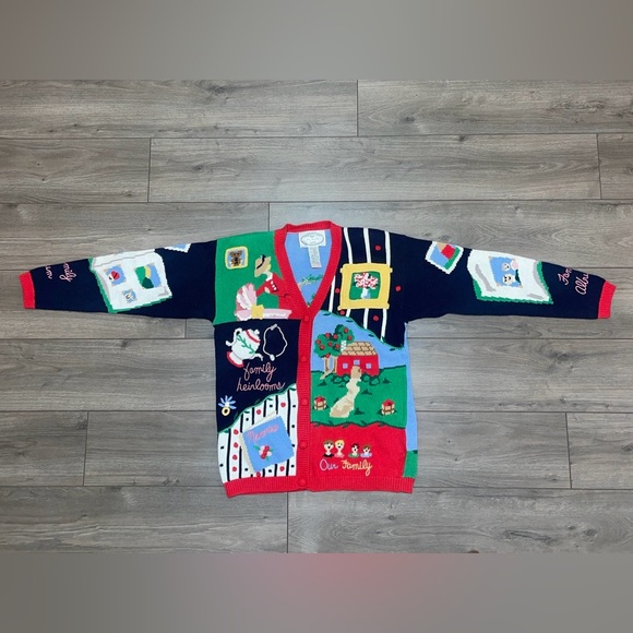 EAGLE'S Eye Collectibles Vintage Women's Family Tree Knit Cardigan Sweater Sz L - Picture 16 of 16